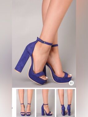 So Me Royal Blue Suede Ankle-Strap Heels
